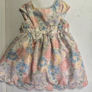 Tahari Floral Kids Dress in Pastel Blue and Pink